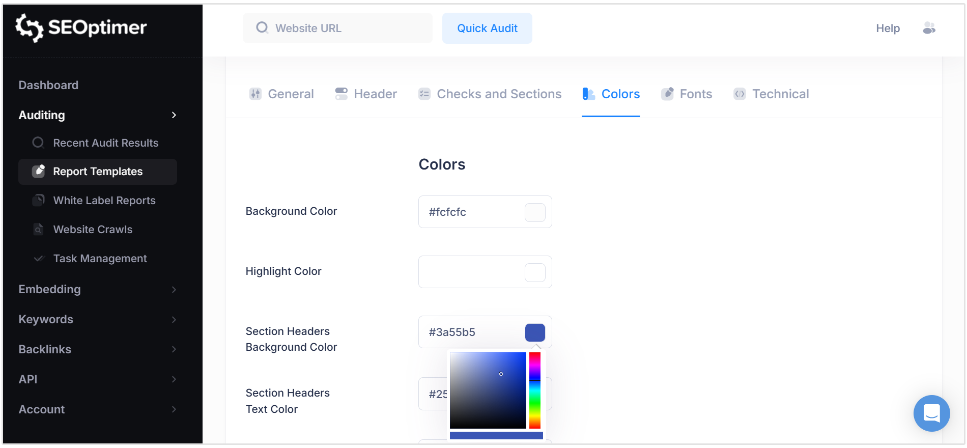 Customize report colors